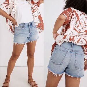 Madewell Relaxed Slouchy Cut Off Denim Shorts in Rosemount Wash Destroyed